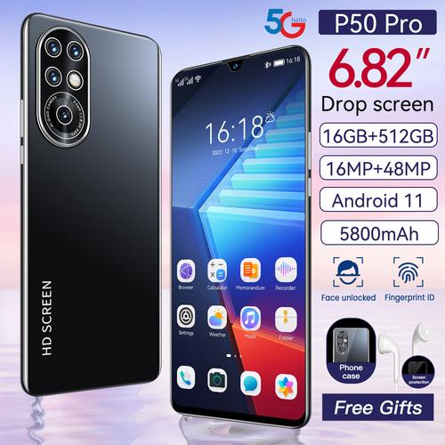 跨境专供电商手机 P50 Pro 评测 1+8GB 安卓大屏工厂批发外贸首选